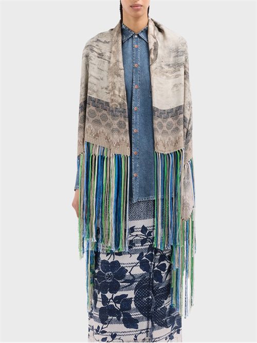 Silk shawl with vintage scenes and geometric motifs PIERRE-LOUIS MASCIA | 135X135IN517560